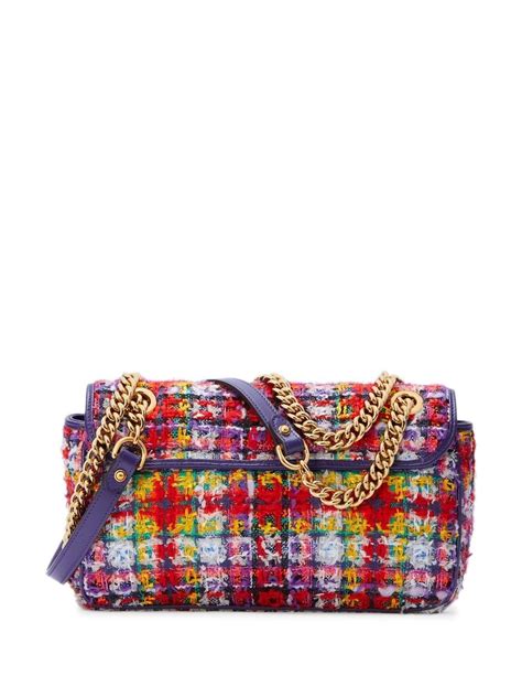 tweed gucci bag|GG Marmont small shoulder bag in blue tweed .